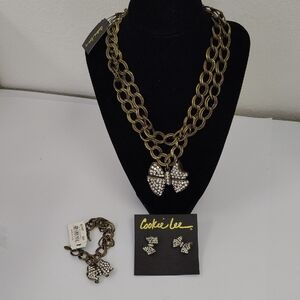 Cookie Lee Bronze Necklace with Crystal Accents